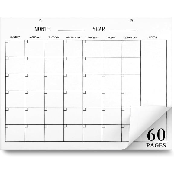 2026 Blank Calendar Sheets 60 Pages Undated Monthly Calendar Notepad Large 8.5 x 11 In Desk Blank Monthly Planner for Organizing Scheduling Task Productivity Tracker Home School Office(White)