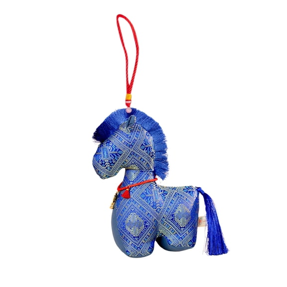 2026 Blue 7.87" Horse Stuffed Animal, New Year Plush-Mascot Statue, Plush Tabletop Ornaments for Chinese New Year Spring Festival Gift Blessing Souvenir Home Office Tabletop Decors
