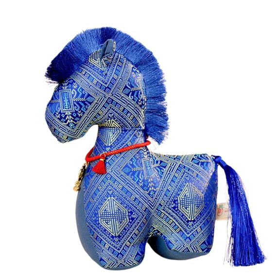 2026 Blue 9.84" Horse Stuffed Animal, New Year Plush-Mascot Statue, Plush Tabletop Ornaments for Chinese New Year Spring Festival Gift Blessing Souvenir Home Office Tabletop Decors