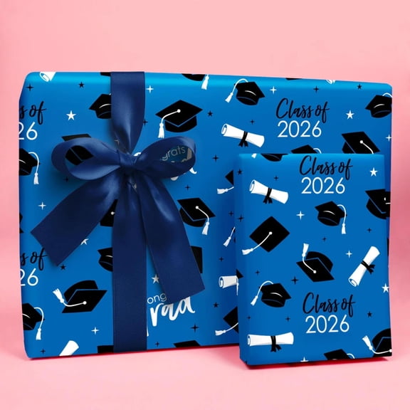 2026 Blue Graduation Wrapping Paper, Wrapping Paper Gift Wrap, 30x36 Inches