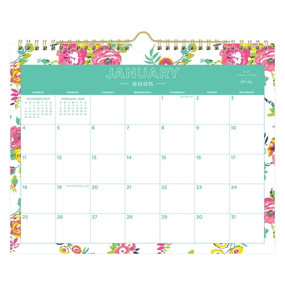 2026 Blue Sky Day Designer Monthly Wall Calendar, 8-3/4" x 11", Peyton White, January To December, 103629