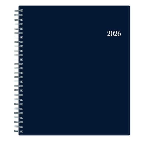 2026 Blue Sky Monthly Planner, 8" x 10", Passages/Solid Navy, January To December, 148660