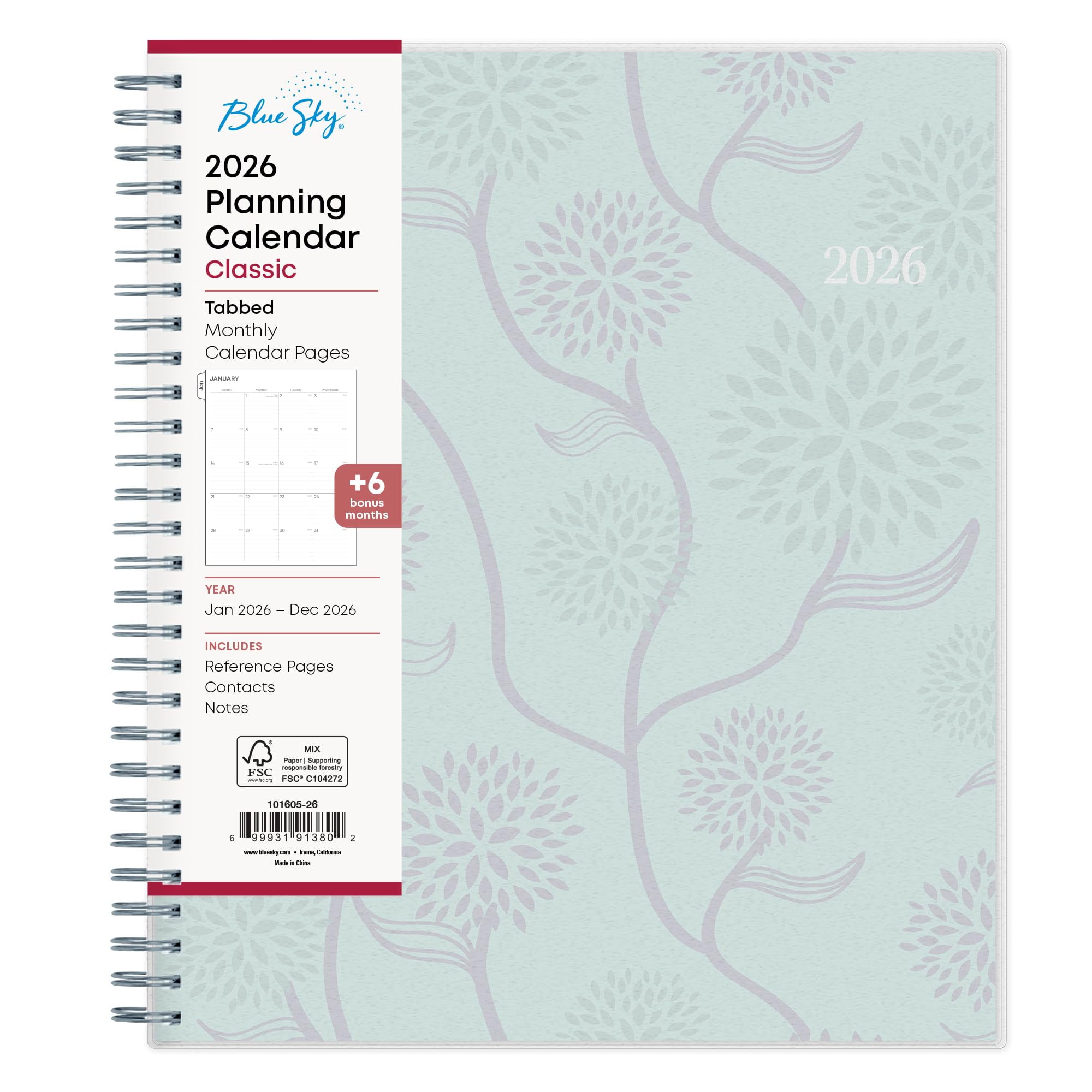 Blue Sky 2026 Monthly Planner Calendar, January 2026 - December 2026, 8" x 10", Flexible Cover, Laminated Tabs, Durable Twin Wire Binding, Rue Du Flore