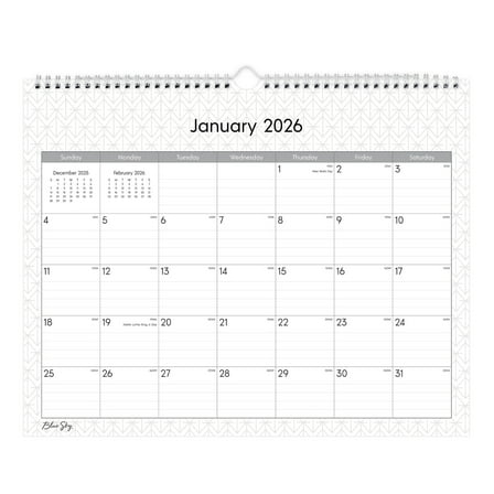 2026 Blue Sky Monthly Wall Calendar, 15" x 12", Enterprise, January To December, 111292