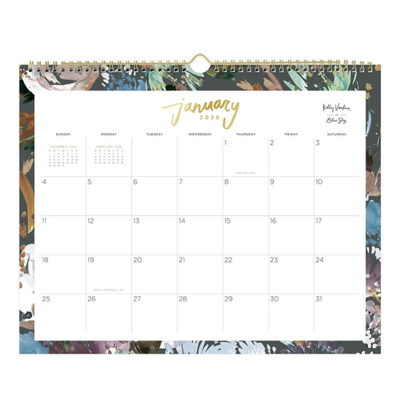 2026 Blue Sky Monthly Wall Calendar, 15" x 12", Midnight Garden, January To December, 149058