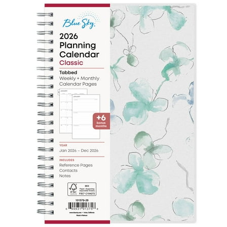 Blue Sky 2026 Weekly and Monthly Planner Calendar, January 2026 - December 2026, 5" x 8", Flexible Frosted Cover, Laminated Tabs, Durable Twin Wire Binding, Lindley