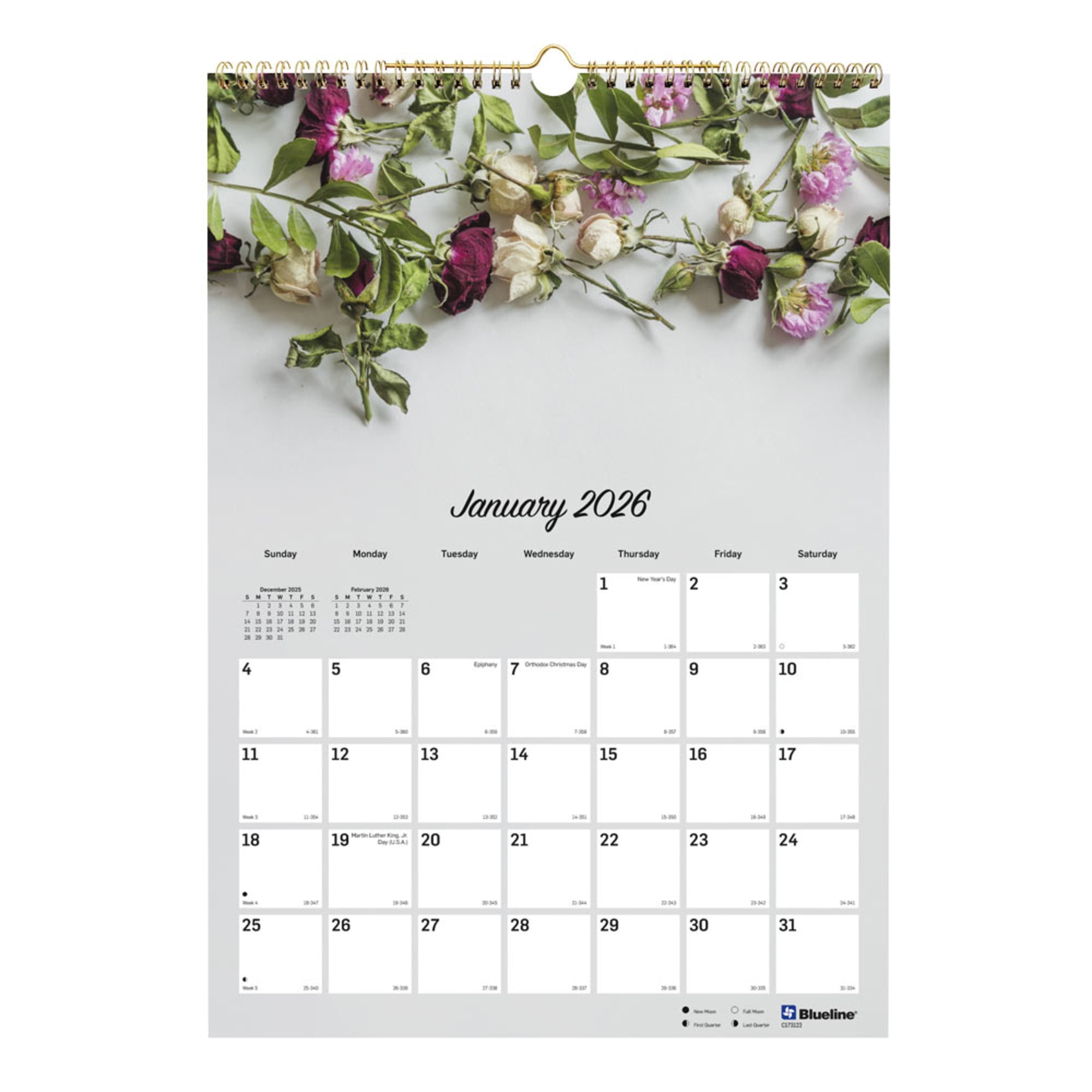 2026 Blueline Colorful Monthly Wall Calendar, 12