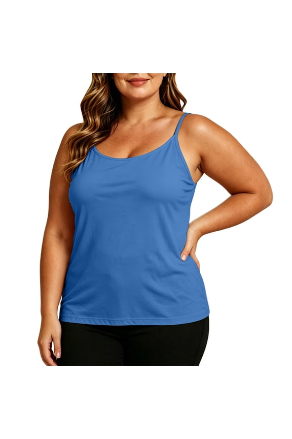 2026 Body Shaper Camisole Plus Size Casual Camisole With Built In Padded Bra Adjustable Strap Sleeveless Tank Top