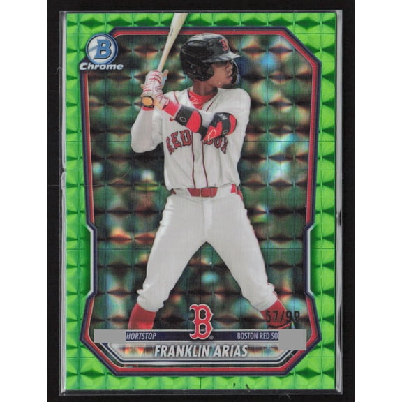 2026 Bowman Chrome Franklin Arias #BCP-1 Green Mojo Refractor /99 Boston Red Sox MLB Baseball Trading Card