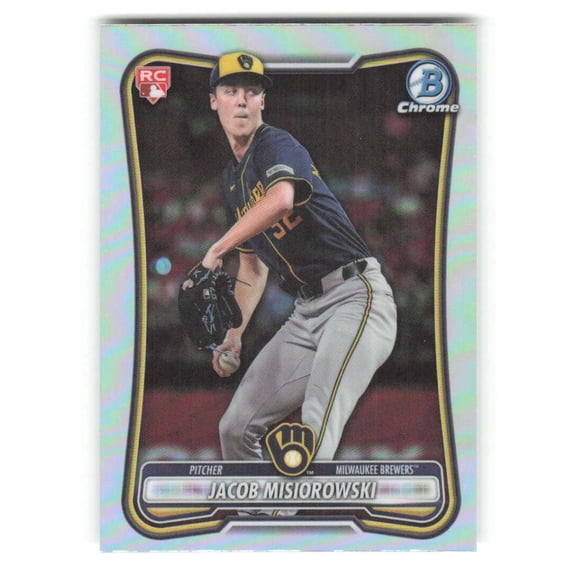 2026 Bowman Chrome Rookie Red RC Logo Variation #35 Jacob Misiorowski RC Rookie Milwaukee Brewers MLB Baseball Trading Card