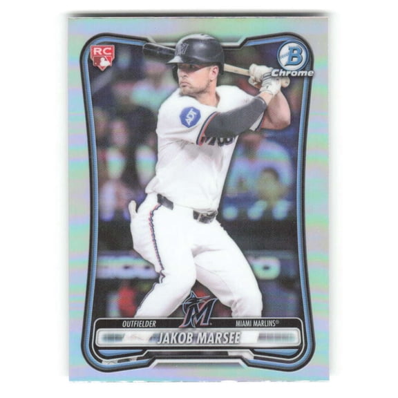 2026 Bowman Chrome Rookie Red RC Logo Variation #86 Jakob Marsee RC Rookie Miami Marlins MLB Baseball Trading Card