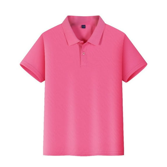 2026 Boys' School Uniform Pique Polo Kids Performance Neon Short Sleeve Collared Golf Shirt for Toddler to Youth 6-11 Years Hot Pink