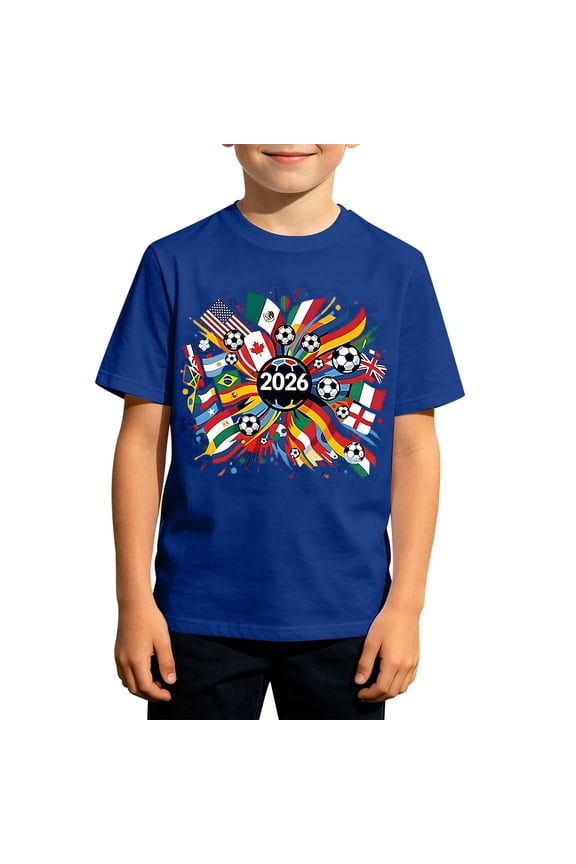 2026 Boys T-Shirt Kids Casual Crewneck Tee Youth Sporty Short Sleeve Top for Play