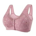 thumbnail image 1 of 2026 Bras for Older Women Front Button Bra Convenient Snap Sleep Bra Comfortable Easy Close Sports Bras Uniquely Designed Daisy Bra for Women,Bean Paste Color, 1 of 2