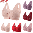 thumbnail image 1 of 2026 Bras for Older Women Front Button Bra Convenient Snap Sleep Bra Comfortable Easy Close Sports Bras Uniquely Designed Daisy Bra for Women,Pink, 1 of 3