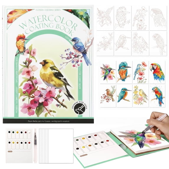 2026 Breathly Stress Relief Kit Watercolor Painting Book Watercolor for Adults Arts and Crafts Stress-Relieving DIY Foldable Paint Book Art Kit 5ml