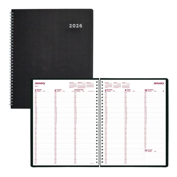 2026 Brownline® DuraFlex Weekly Appointment Planner, 11" x 8-1/2", 50% Recycled, Black, January To December, CB950V.BLK