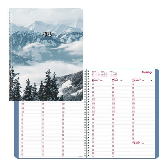 2026 Brownline Essential Weekly Appointment Planner, 11" x 8-1/2", 50% Recycled, Mountain - Snow, January To December, CB950G.03