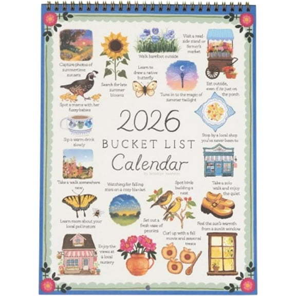 2026 Bucket List Calendar - Bucket List Calendar 2026, Inspirational Goal-Setting Hanging Wall with Monthly Bucket Activities Funny Monthly Home Office Gifts