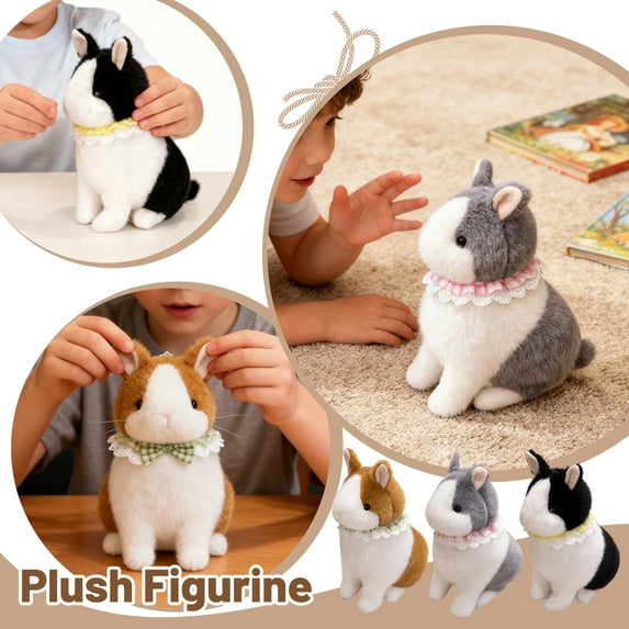 2026 Bunny Plush Adorable Rabbit Figurine with Decorative Collar,Ultra ...