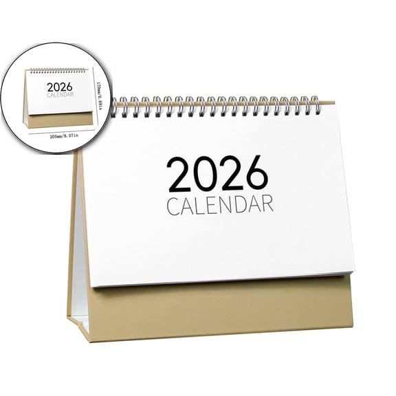 2026 Business Office Desktop Calendar Kraft Paper Organizer with Daily Blocks and Triangular Stand