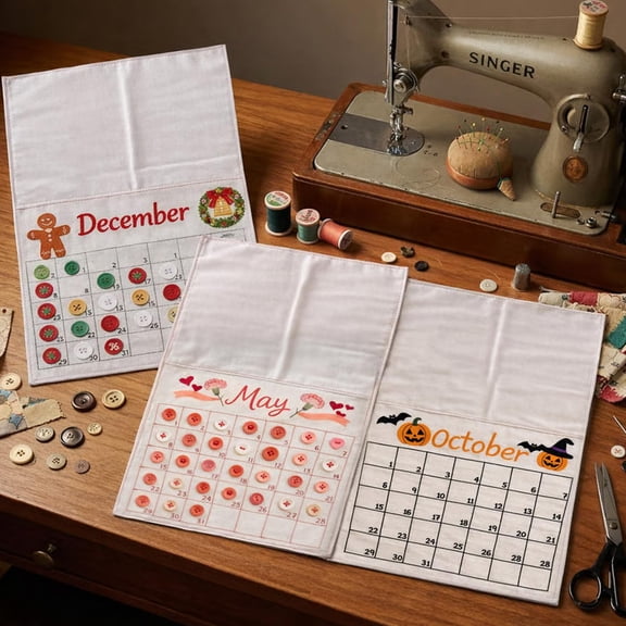 2026 Button Calendar: Stitch Your Year One Button at a Time, DIY Wall Calendar Kit with 400 Buttons, Beginner-Friendly Craft Project, Great Gift for Creative Souls
