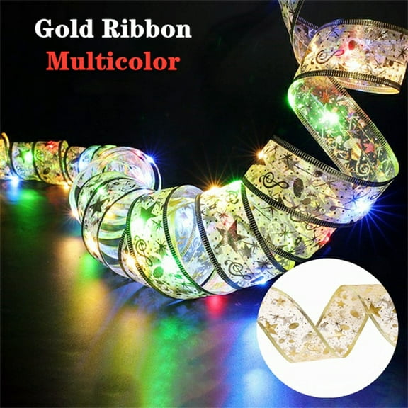 2026 CISIL & Christmas Tree Decorations String Lights 1M 10 LED Lights Copper Wire Ribbon Bows Lights for Party Weddings Holiday Christmas Tree Decorations (Purple)