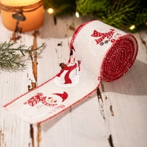 2026 CISIL & Wired Ribbon Christmas Tree Burlap Ribbon, Christmas Printed Linen Ribbon, Christmas Ribbon, Xmas Tree Wreath Garland Bow Ribbon (White)