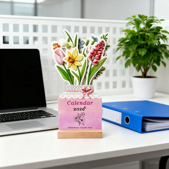 2026 Calendar - Fwttom Desk Calendar, 2026 Wooden Desk Calendar Cute Mini Desk Calendar Decorative Ornaments Notepad Calendar Desk Calendar