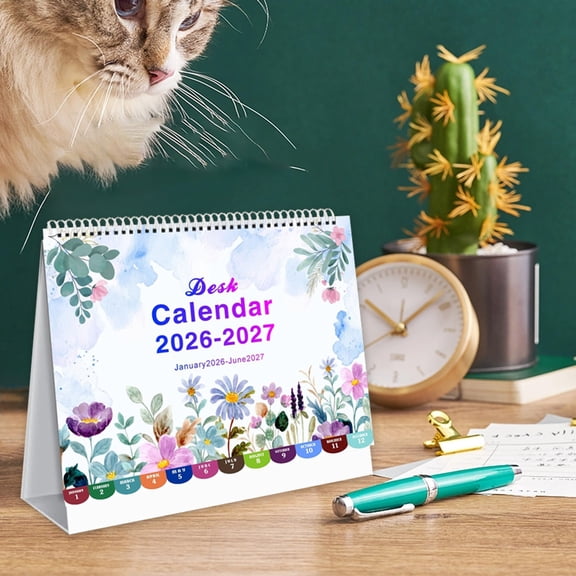 2026 Calendar - Fwttom Desk Calendar, Desk Calendar 2026 to 2027 18 Months Desk Calendar Ornamentstanding Flip Calendar for Home Office Supplies Many Countries Holidays