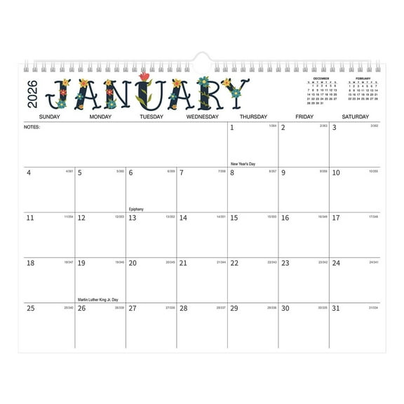 2026 Calendar - January 2026 - June 2027,2026 Calendar Planner With Twin Binding Hanging Hooks,With Holidays -Marked & Notes,Ideal for Wall or Desk,Notes for Home School Office.