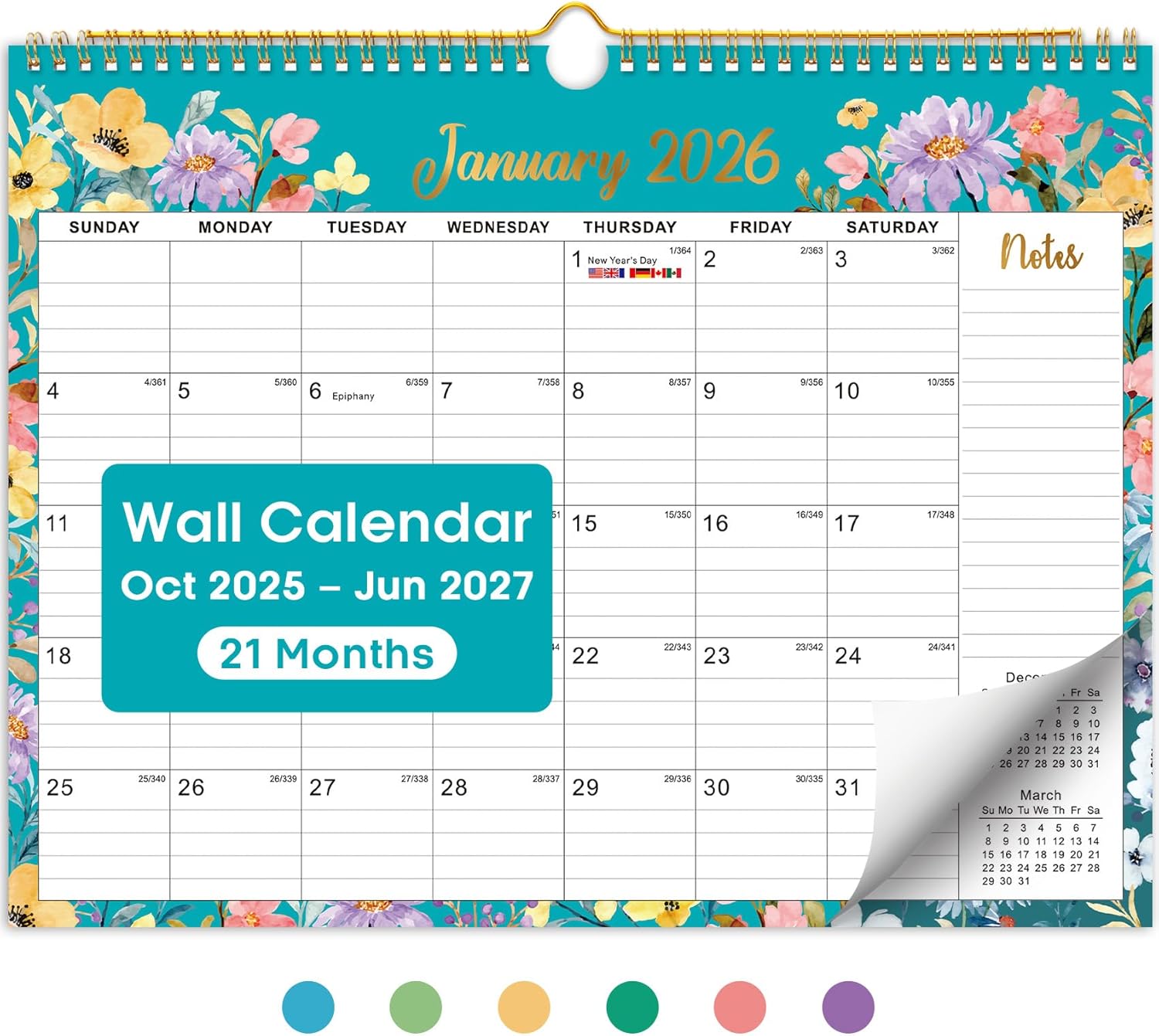 2026 Calendar, Monthly Wall Calendar from October 2025 to June 2027, 11 ...
