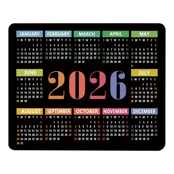 2026 Calendar Mouse Pad Compact Desk Mat 9x7.5 inch Non-Slip Rubber Base Smooth Surface for Optical Mice Office Home Year Planner from Jan to Dec