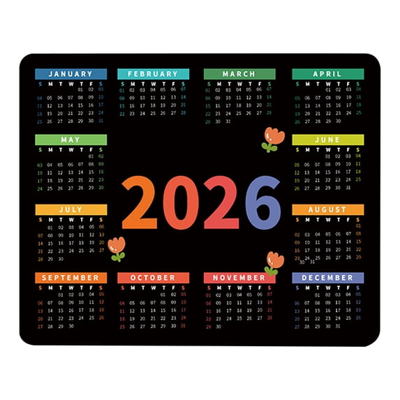 2026 Calendar Mouse Pad Compact Desk Mat 9x7.5 inch Non-Slip Rubber Base Smooth Surface for Optical Mice Office Home Year Planner from Jan to Dec