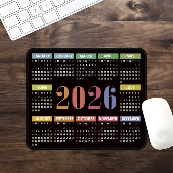 2026 Calendar Mouse Pad Compact Desk Mat For Office Use Calendar Mouse Padwith Twin-Wire Binding + Hanging Hook + Thick Paper + Unruled Blocks with Julian Dates
