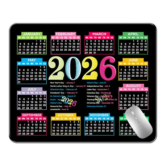 2026 Calendar Mouse Pad Compact Desk Mat with Full Year Planner Office Mousepad for Home Workstation Productivity Organization Tool
