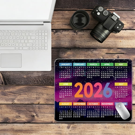 2026 Calendar Mouse Pad - Compact Desk Mat with Yearly Calendar for Office and Home Use Non Slip Backing