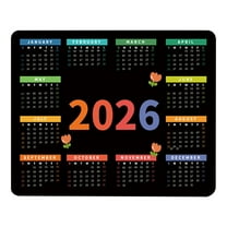 2026 Calendar Mouse Pad, Computer Mousepad with Stitched Edges for Wireless Mouse, Waterproof Mouse Mat with Non-Slip Rubber Base C