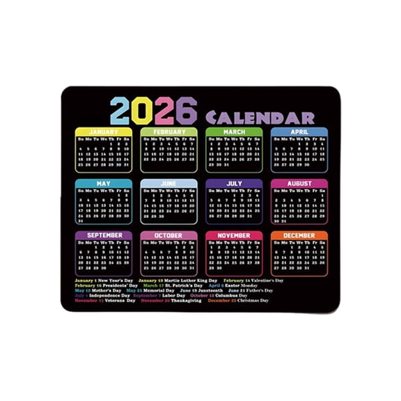 2026 Calendar Mouse Pad, Desktop Accessory With Non Rubber Base, Smooth Surface For Office & Home Use, 51*[Missing Dimension]Mm (Assumed Standard Size) Desktop Mouse Pad With