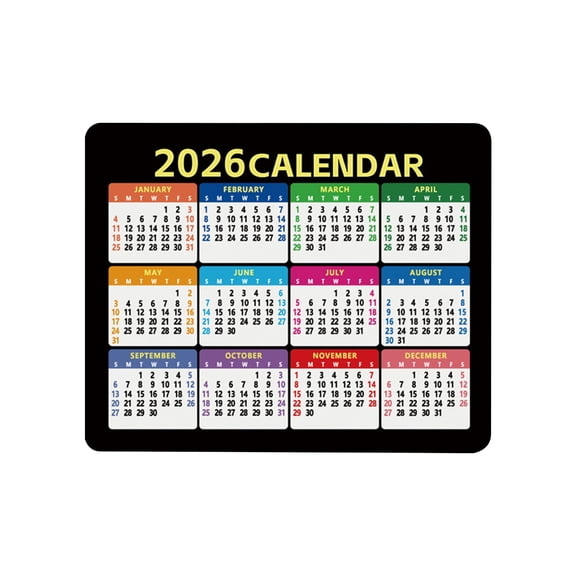 2026 Calendar Mouse Pad, Smooth Desktop Accessory, Non-Rubber Base, Computer Mousepad with Yearly Calendar, Design 1