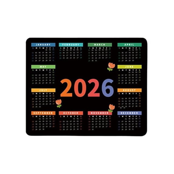2026 Calendar Mouse Pad, Smooth Desktop Accessory, Non-Rubber Base, Computer Mousepad with Yearly Calendar, Design 4