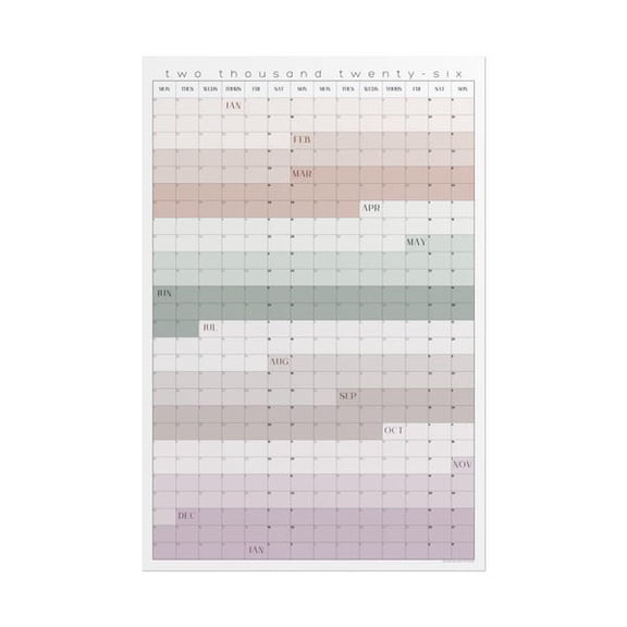 2026 Calendar Poster | Monday Start | Wall Calendar, Year-at-a-Glance, Unframed Paper Poster 8x10in