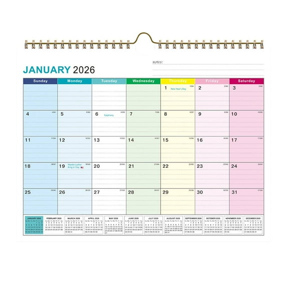 2026 Calendar Wall,2026 Calendars,Wall Calendar 18 Monthly From January 2026 2026 Calendar With Twin Wire Binding Hanging Hook Large Hanging Calendar With Thick Paper For Home,14.82*11.31*0.39 in