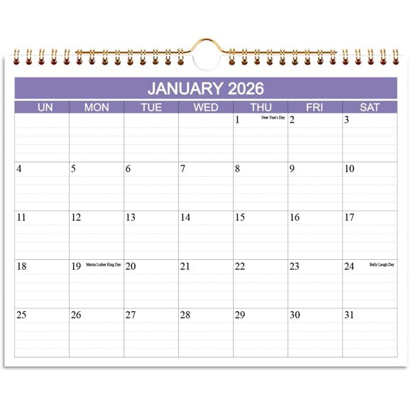 2026 Calendar - Wall Calendar 2026-2027 Runs from January 2026 - June 2027, 18 Months Calendar with Thick Paper for Planning and Organizing at Home or Office, 8.5 x 11 in, Purple