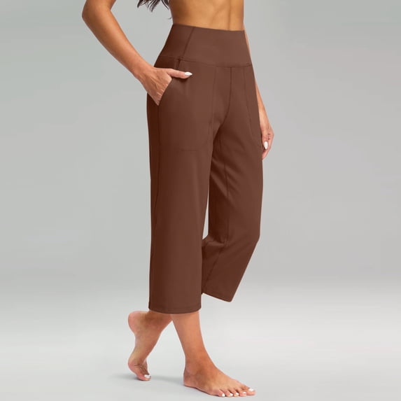 2026 Capri Pants for Women High Waisted Workout Yoga Capris Leggings Straight Leg Athletic Cropped Pants with Pockets