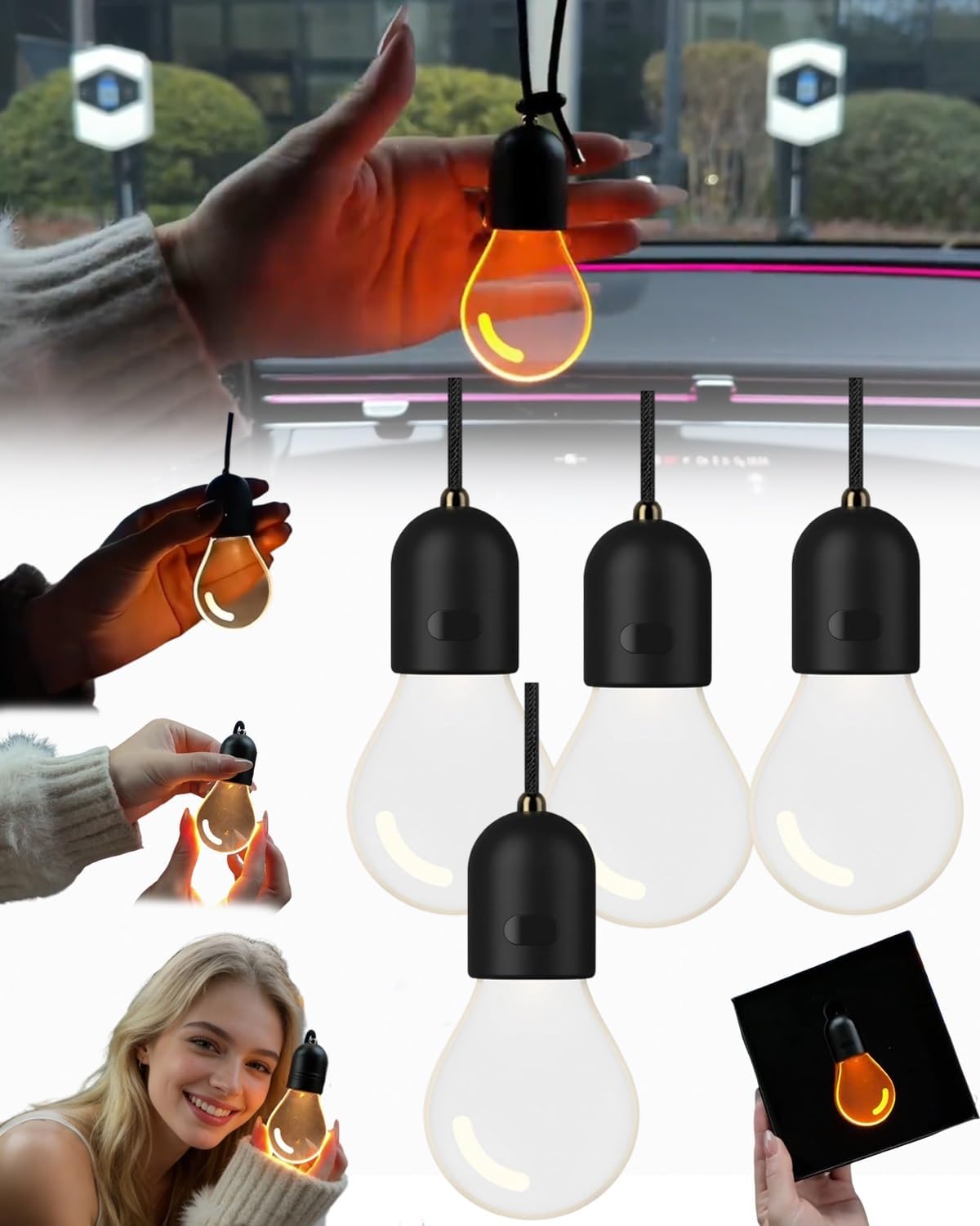 2026 Car Charm Lights, Newly Glowing Light Bulb,Mini Hanging Interior ...