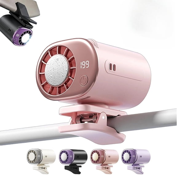2026 Car Clip On Air Conditioner Fan with 16°C Semiconductor Cooling Chips, 199 Speeds Adjustable & LED Display 360° Rotation, Portable Personal Cooler for Office,Umbrella,Bike,Beach