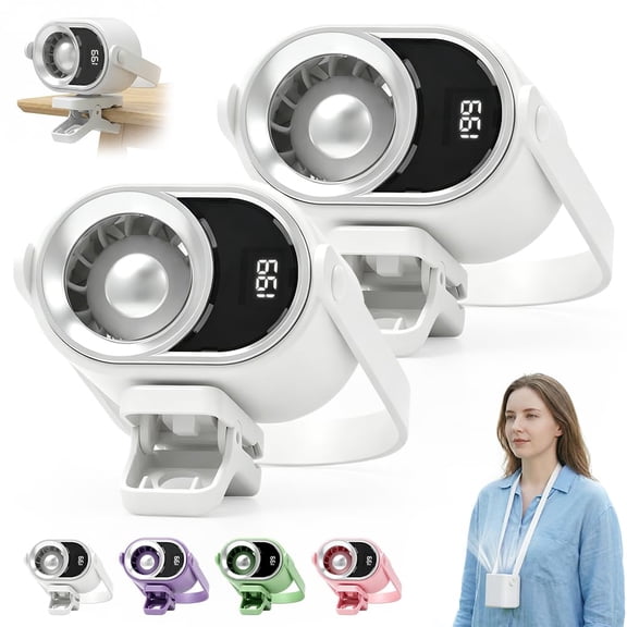 2026 Car Clip on Air Conditioner Fan with LED Display, 360° Rotation 199 Speed Adjustable USB Rechargeable Personal Cooling Fan, Portable Mini Cooling System for Auto Vehicle Travel Office