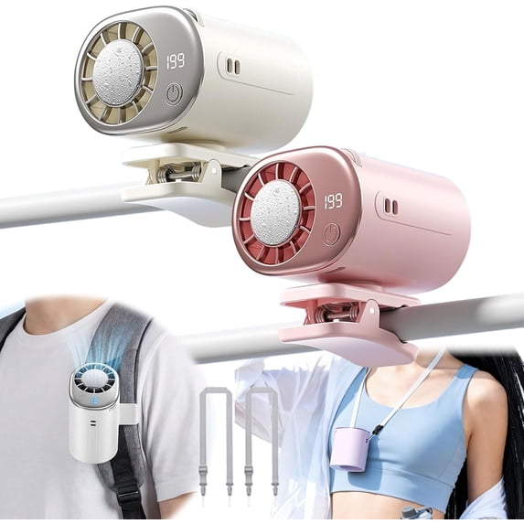 2026 Car Clip on Air Conditioner Fan with LED Display - 360° Rotation, 199 Speeds Adjustable, 16℃ Semi-Cooling Wide Clamp Detachable, for Car Seat, Office, Home