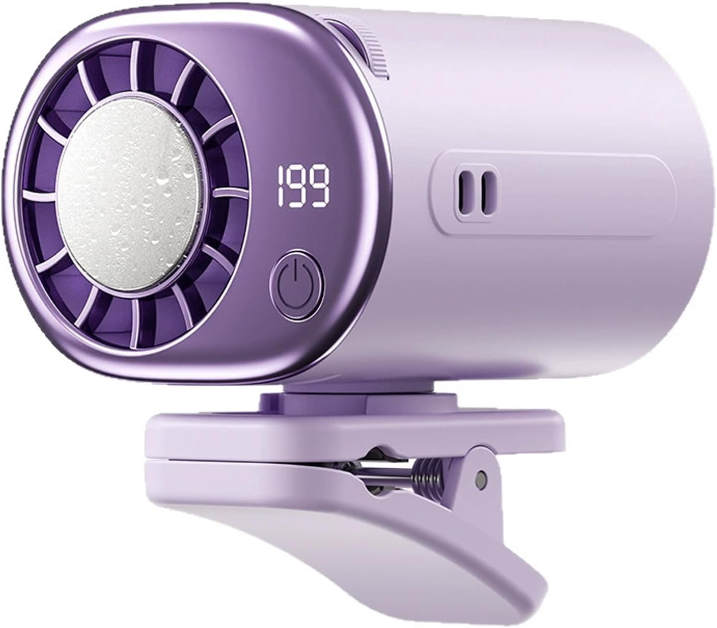 2026 Car Clip On Air Conditioner Fan with LED Display - 360° Rotation, 199 Speeds Adjustable, USB Rechargeable Personal Cooling Fan, 16℃ Semi-Cooling Wide Clamp 2000mAh Battery (Purple)